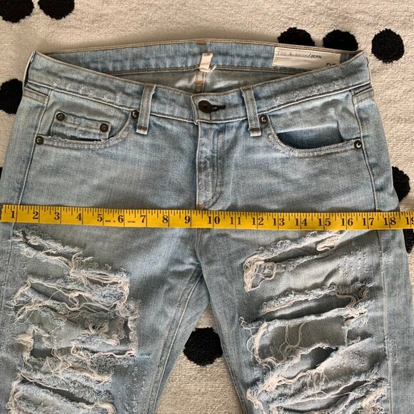 Rag & Bone The DRE Distressed Thrashed Denim Light Wash Jeans - Picture 12 of 16